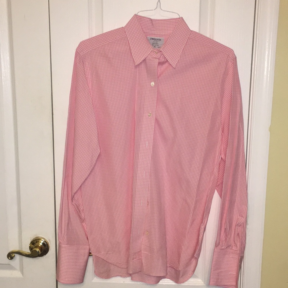 Preowned T.M.Lewin pink/white check button down